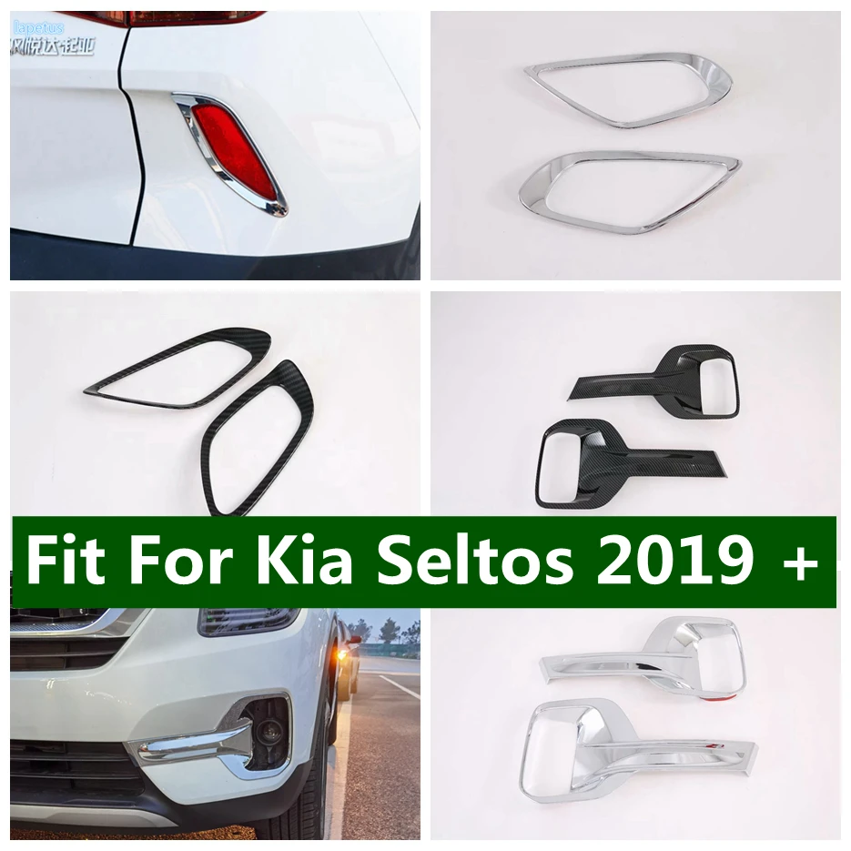 

ABS Chrome Front Foglight Decoration Frame Rear Tail Fog Lamp Cover Trim Fit For Kia Seltos 2019 2020 2021 Car Accessories