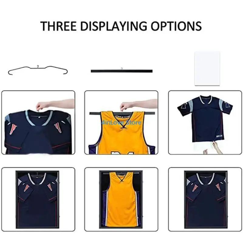 

T4MD Delicate Sports Jerseys Display Frame Hockey Soccer Jerseys Frame Display Holder Sturdy Acrylic Box for Uniforms