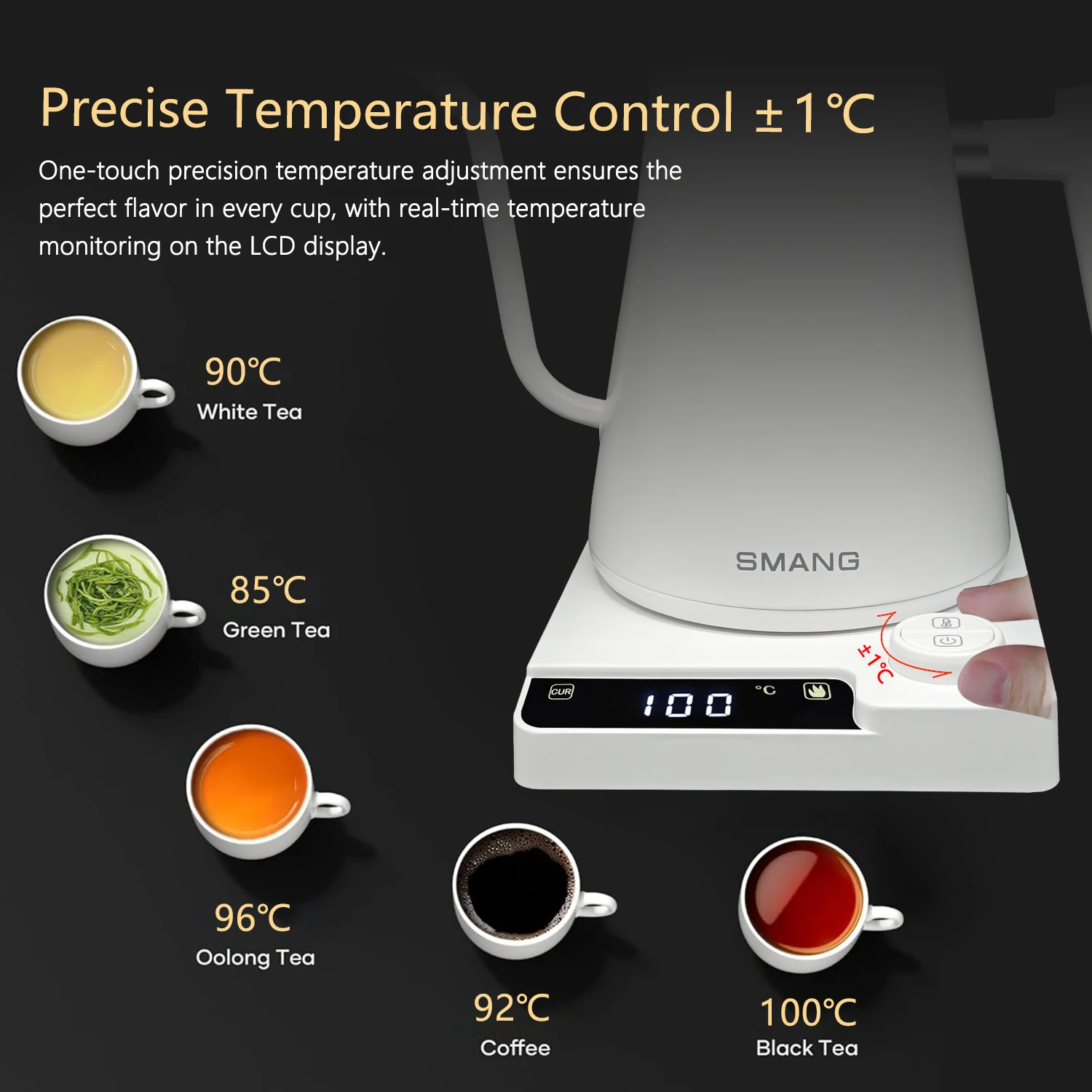 غلاية كهربائية معقوفة 1 لتر 1200 وات، وعاء قهوة مخمر يدويًا، غلاية تسخين سريعة 220 فولت