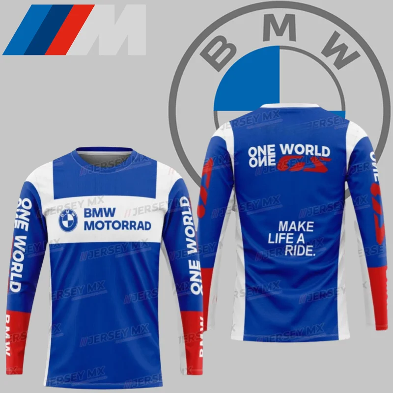 

Новинка 2024 года, быстросохнущая высококачественная роскошная брендовая повседневная футболка BMW с длинными рукавами, спортивный дышащий велосипедный костюм Bimmer, топ Moto