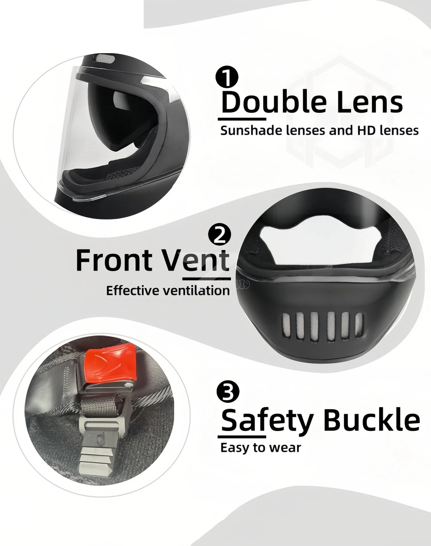신형 ABS 유니섹스 오토바이 LED 테일 라이트 오픈 페이스 헤드 가드 DOT 승인 퀵 릴리즈 클로저 듀얼 올
