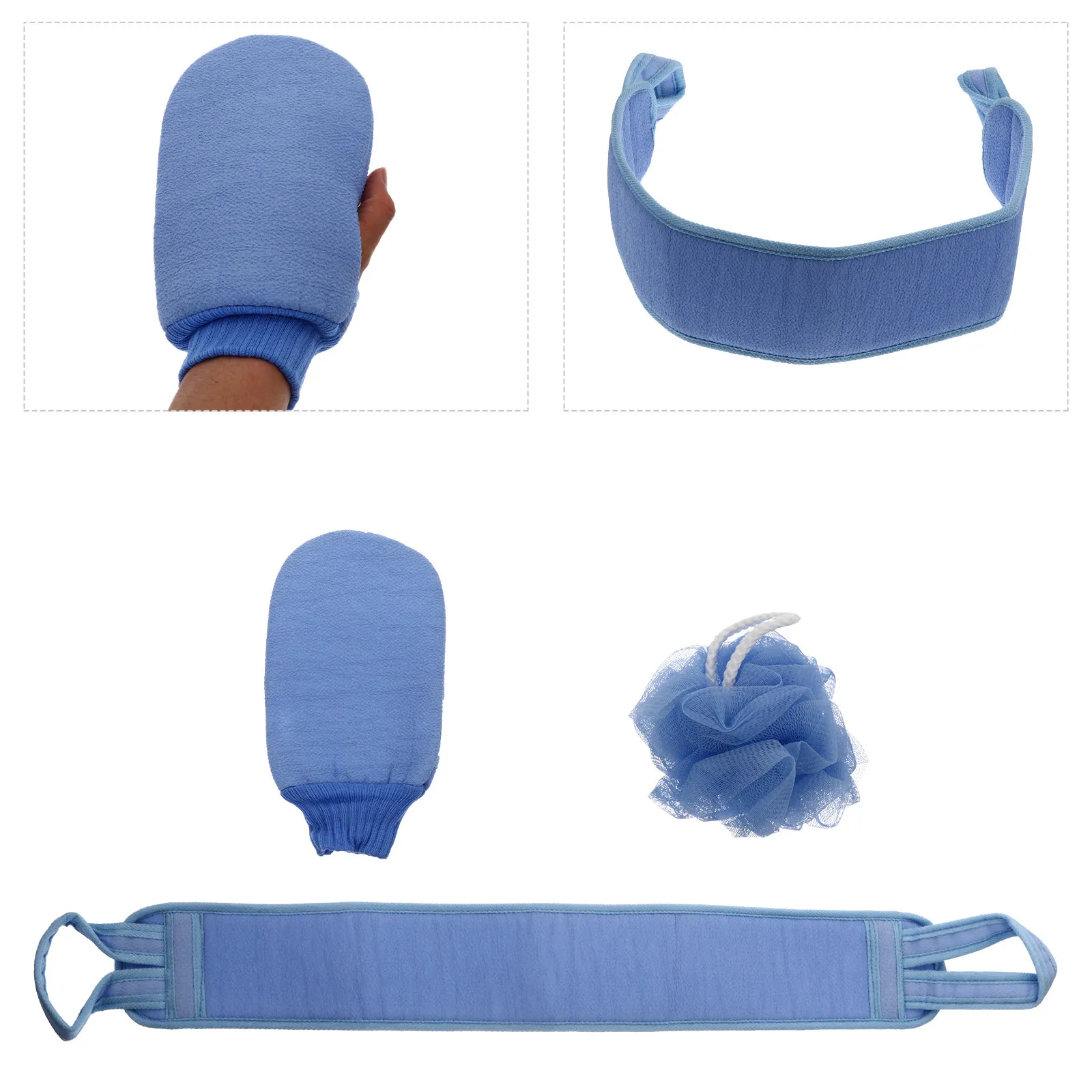 

2Pcs Premium Bath Glove Set with Back Scrubber Belt Shower Ball Exfoliating Skin Care Body Cleaning Tools for Full Body Massage