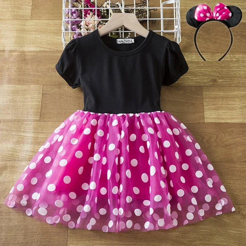 Cute Baby Girl Dress for 9M-4Yrs Children Summer Clothes Kids Minni Mouse Polka Dot Dress Girls Birthday Party Christmas cos