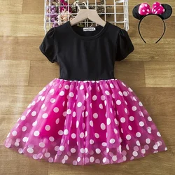 Cute Baby Girl Dress for 9M-4Yrs Children Summer Clothes Kids Minni Mouse Polka Dot Dress Girls Birthday Party Christmas cos