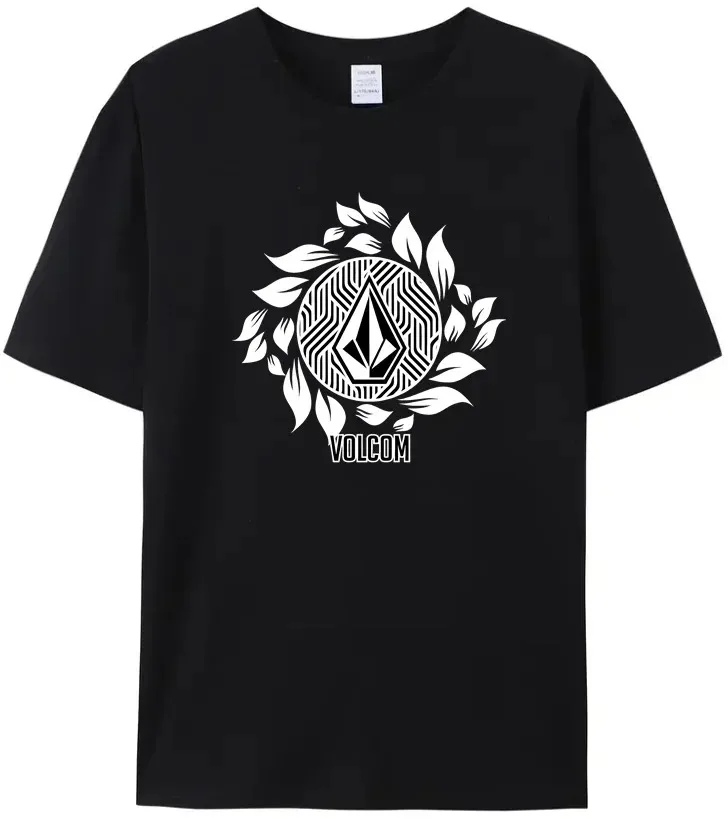 2023 Summer Men's T-Shirt Volcom stone100% Cotton High Quality Comfortable Top Black Casual White Flower Logo top tees