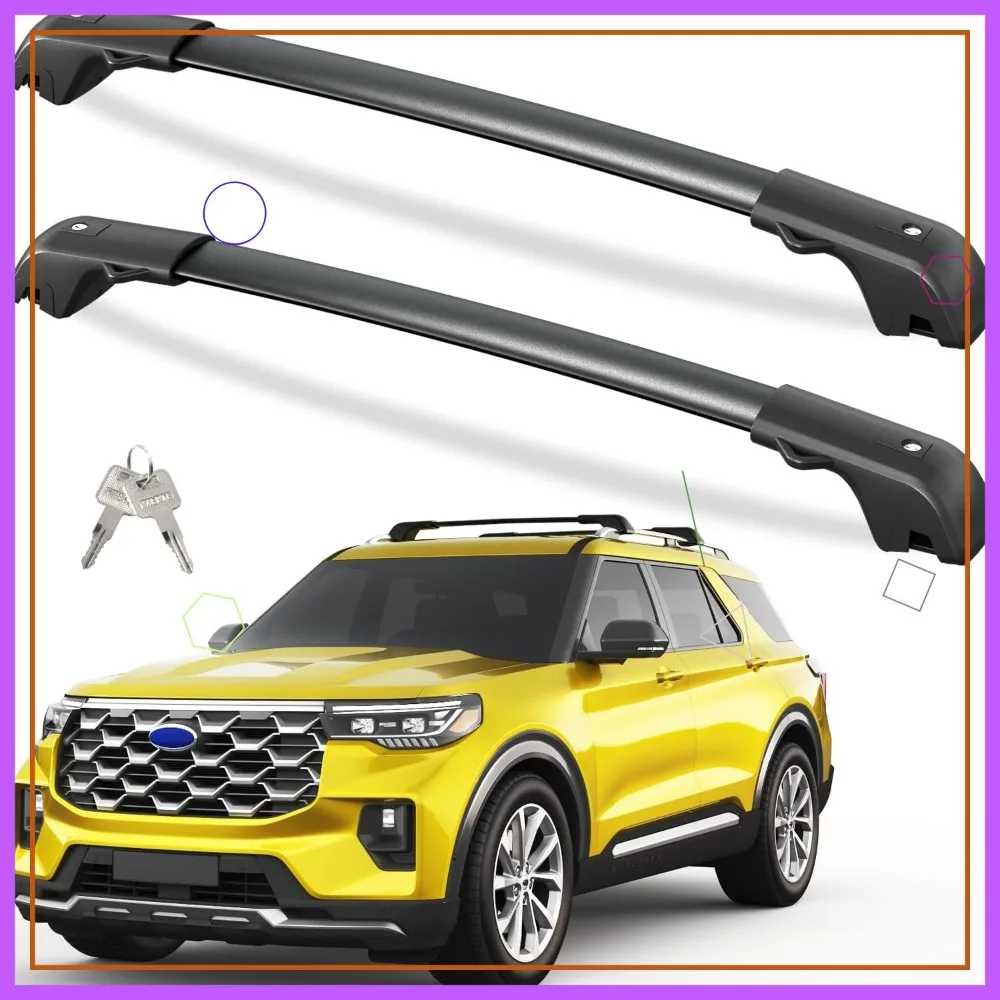 Barras cruzadas de portaequipajes con cerradura de 300 libras para Ford Explorer 2020-2026, portador de carga antirrobo de aluminio resistente