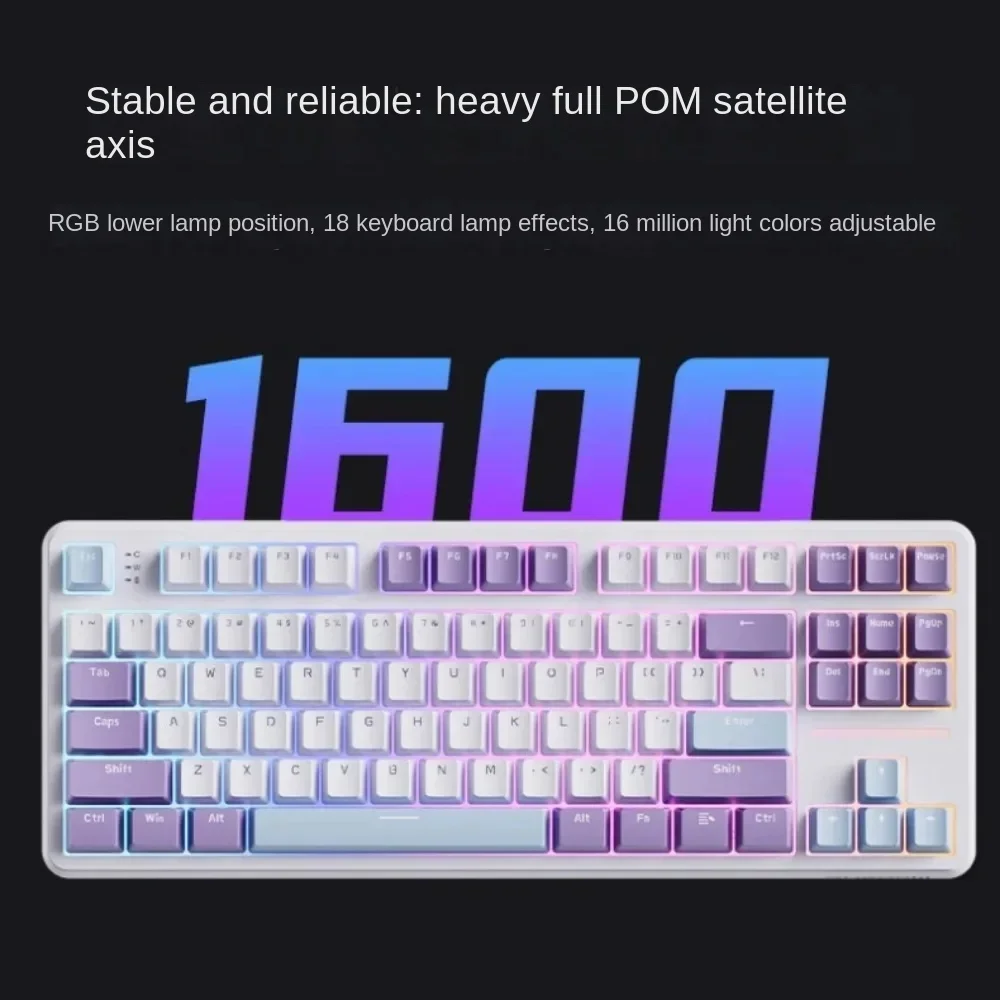 AUSDOM Hola87Pro Mechanical Keyboard Gaming Retro Gasket Pro 3-Mode 80% Wireless BT/2.4G/Wired Latency Lower Light RGB  Hot Swap