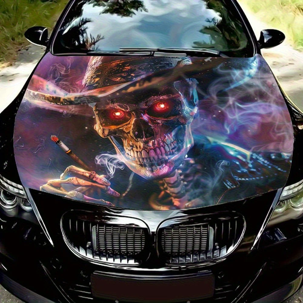 

Cowboy Skull Car Vinyl Wrap - Stunning Engine Hood Decal, Splash-Resistant PVC, Easy Removal,Waterproof And Scratch-resistant,Se