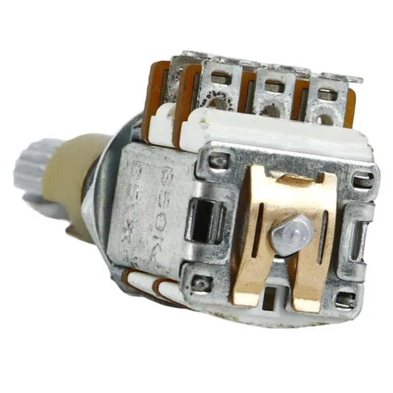 ABHS-FD Metal Double Axis Double Adjustable 6-Pin B50K Potentiometer,Knurled Spline Shaft Guitar Instrument Parts Design