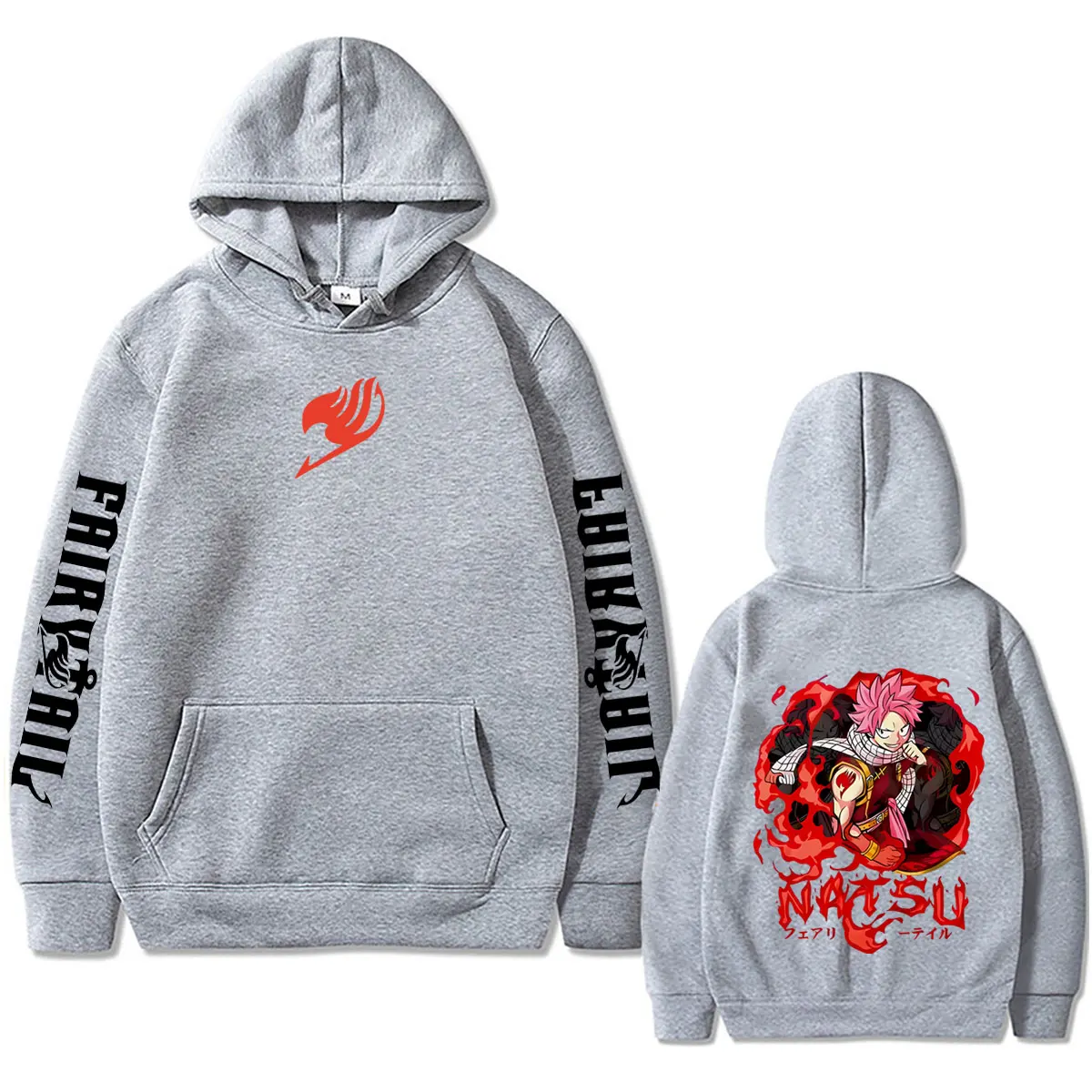 Anime Fairy Tail Grafik-Hoodie Cartoon Natsu Dragneel Kapuzenpullover Herren Damen Kleidung Manga Vintage Oversized Streetwear – Detail 5