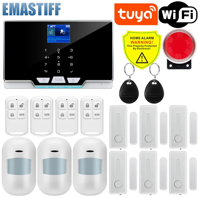 

Комплект противоугонной сигнализации TUYA Wi-Fi + GSM для дома и магазина, инфракрасная система сигнализации обнаружения магнитной двери для мобильного телефона