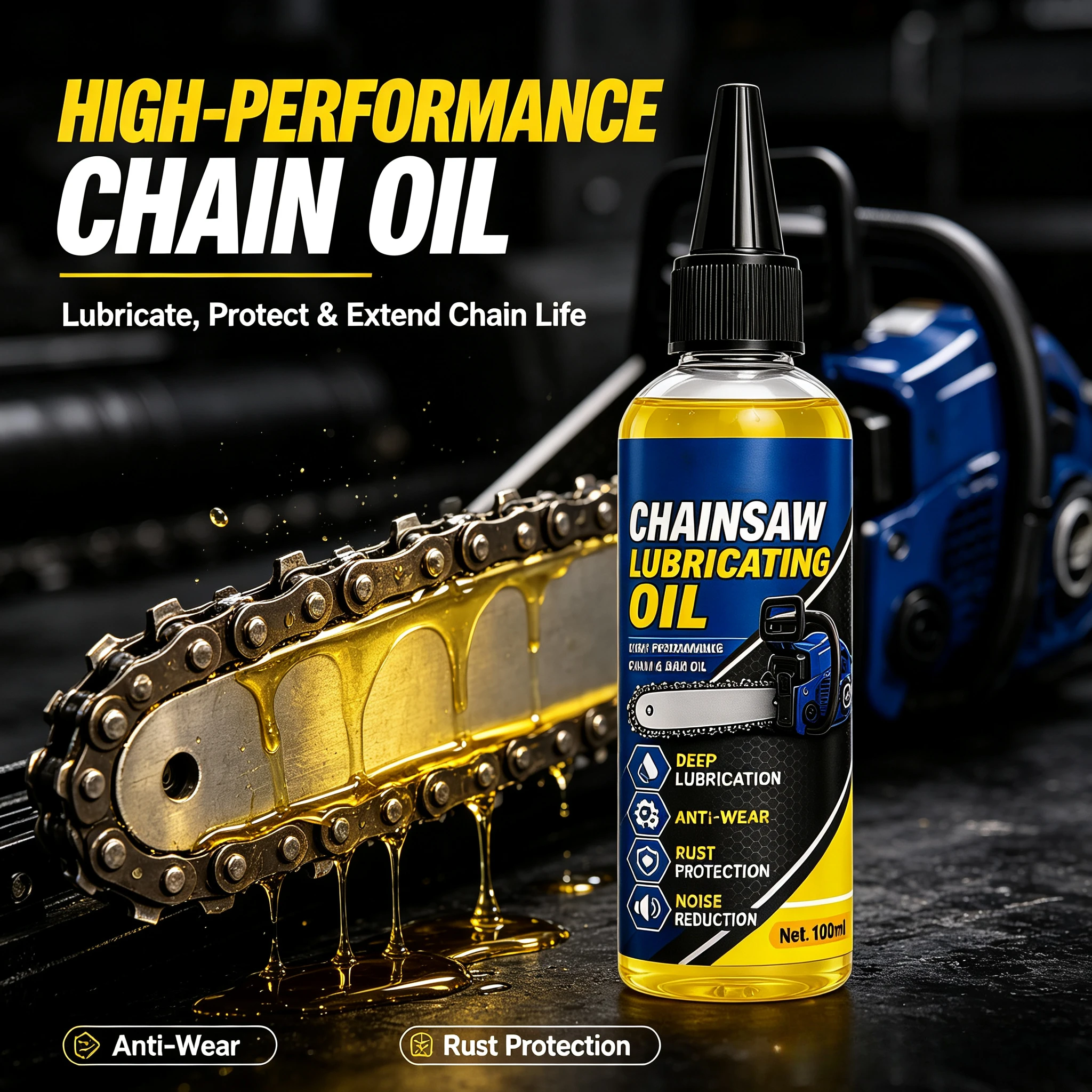Anti Corrosion Anti Wear 100ml Chainsaw Lubricant Oil Deep Penetrating Rust Proof for Bike Motorcycle Hedge Trimmer Garden Tools