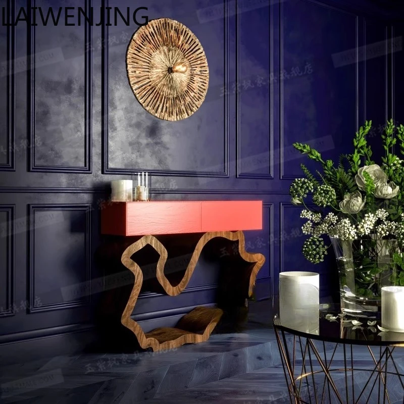 LYY  Italian Style Entryway Console Light Luxury Modern Ultra-Narrow Decorative Cabinet Creative Table