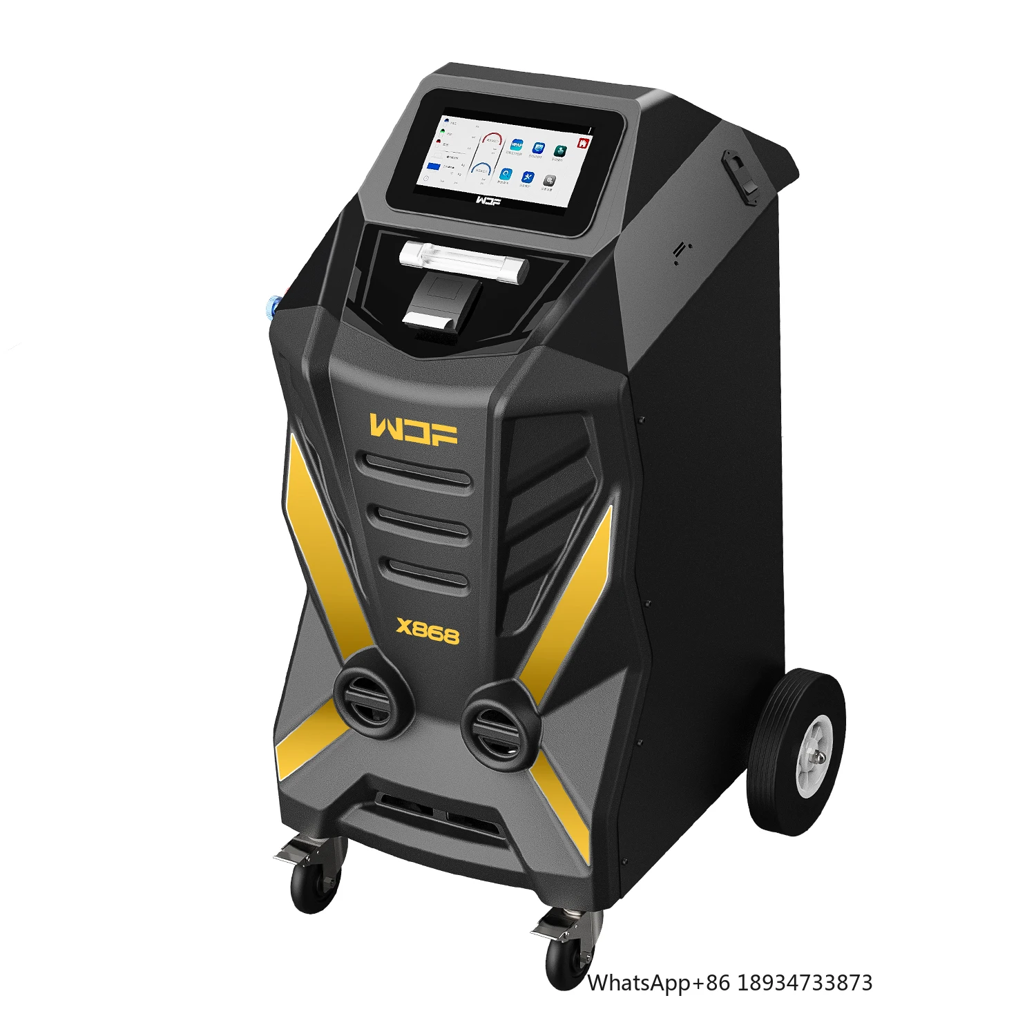 X868 Car AC Machine - Automatic R134a Refrigerant Recovery and Refilling Equipment - Pipeline Cleaning - Includes Printer