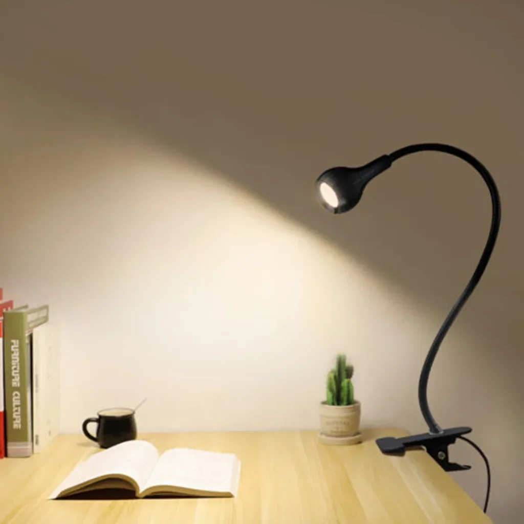 Flexible LED Desk Lamp Clip-on Table Light USB Portable Reading Lamp - Adjustable Brightness & Eye-Care Technology