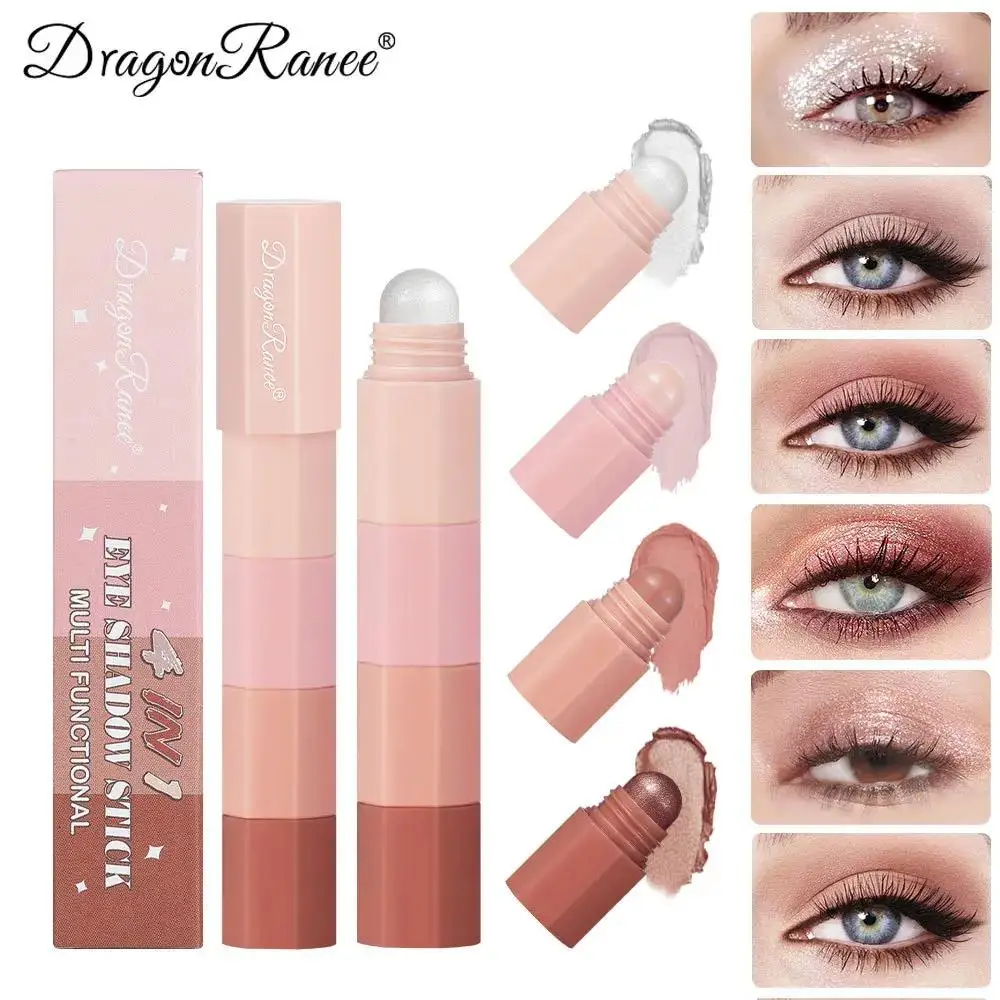 4 Color Silkworm Lazy Eyeshadow Pencil Waterproof Matte Pearlescent Highlighter Stick Smudge Proof Long Lasting Eye Makeup