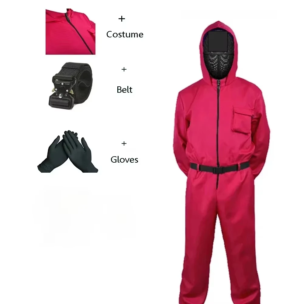 

New Cosplay Jumpsuit Boss Coat Gloves Same Villain Red Costume Adult Children Halloween Party Costume Gift