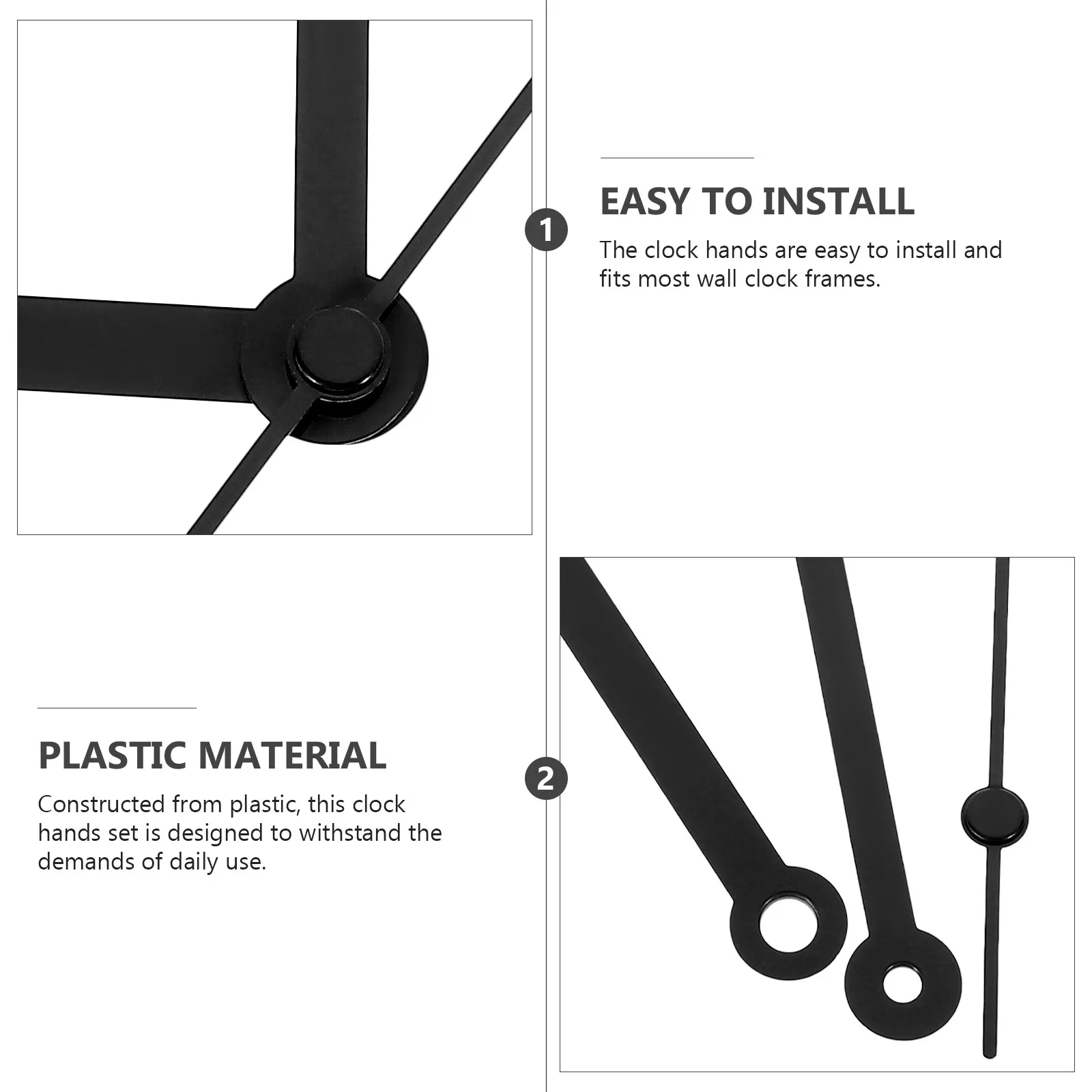 10 Sets Clock Hands Large Needle Replacement Black Wall Clocks Clock-hands Kit Only Replacement Clocks Large for Making
