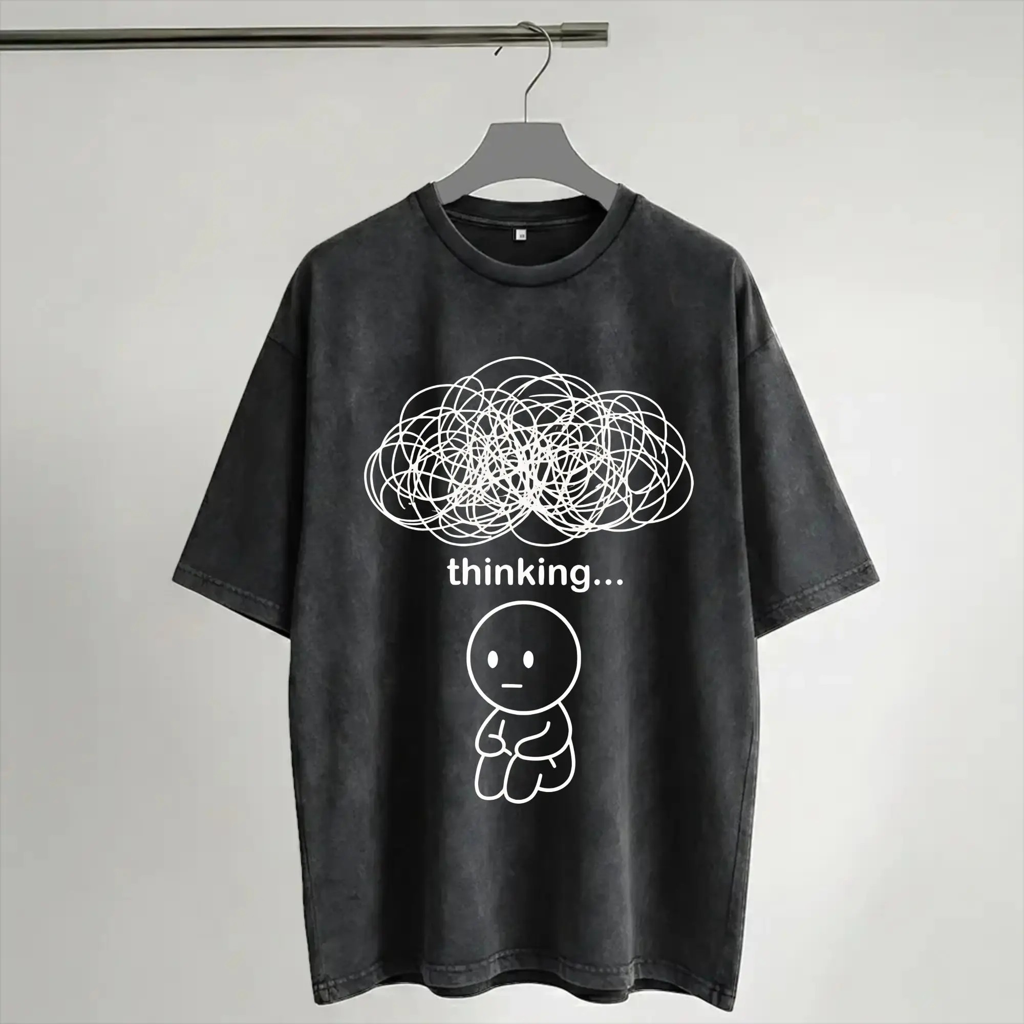 I Am Thinking Fun Design  T Shirts Hip Hop Washed Short Sleeve Harajuku T-Shirt  Cool Men Women Streetwear Graphic Tops Tees