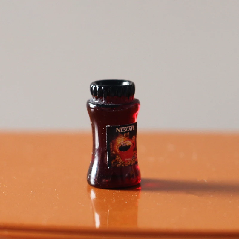 4 pçs 1:12 casa de bonecas em miniatura café pode pão espalhar molho frutas geléia modelo comida cozinha decoração brinquedo casa boneca acessórios