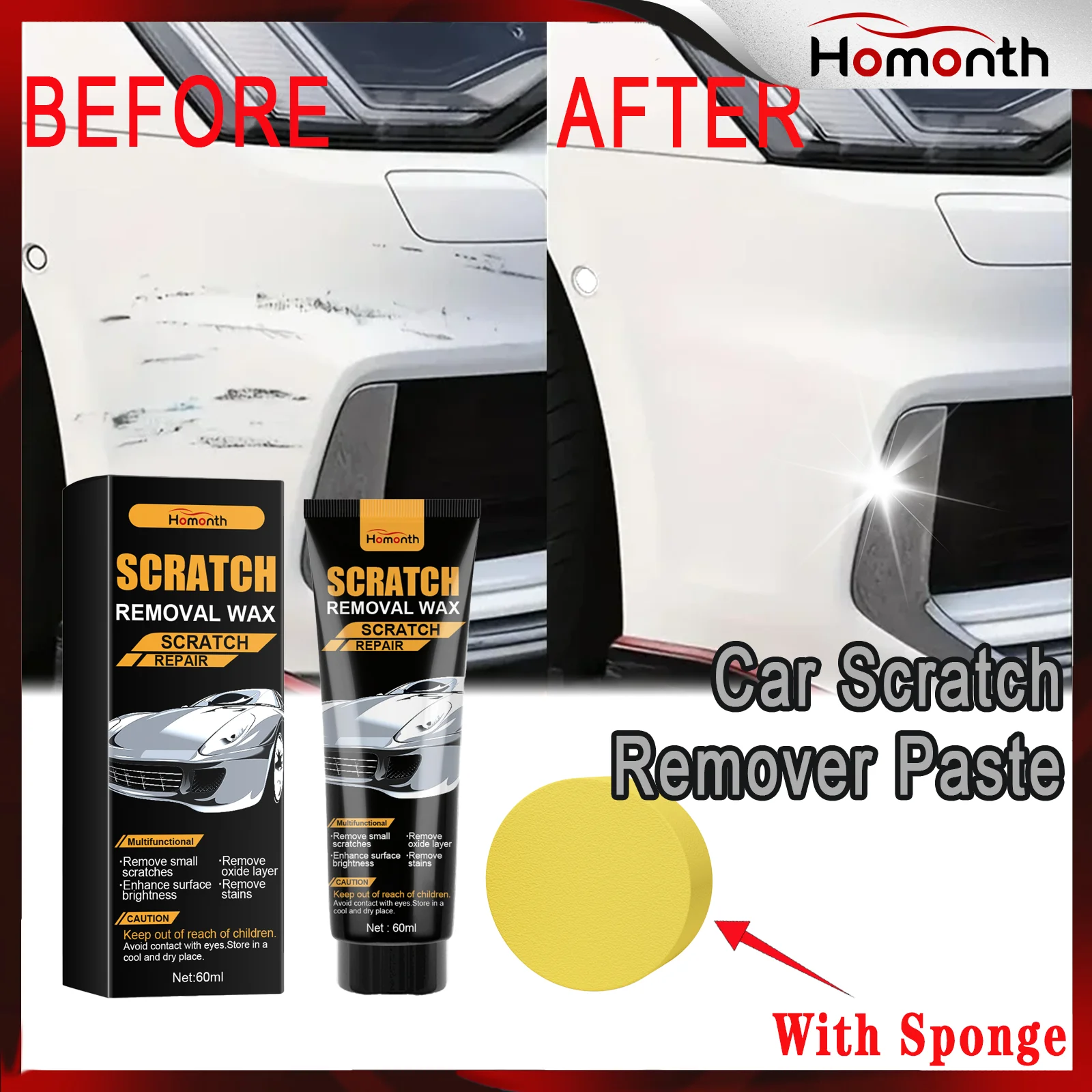 Car Scratch Remover Paste Ultimate Polishing Compound Kit for Car Paint Repair Swirl Marks Removal Restores Gloss & Shine