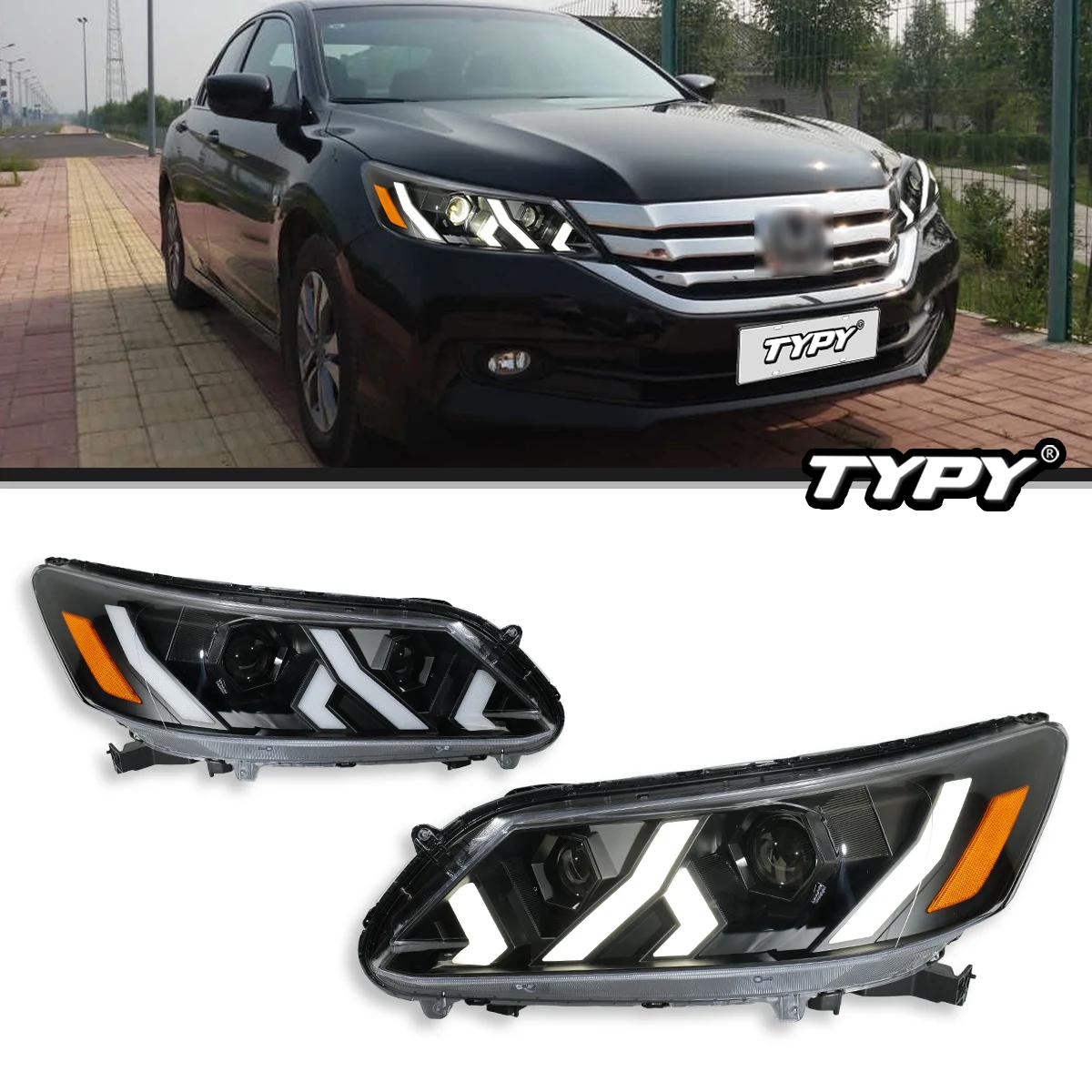 

Автомобильные фары TYPY для Honda Accord 9th, 2014-2015, светодиодные фары для проектора, дневные ходовые огни, автомобильные аксессуары