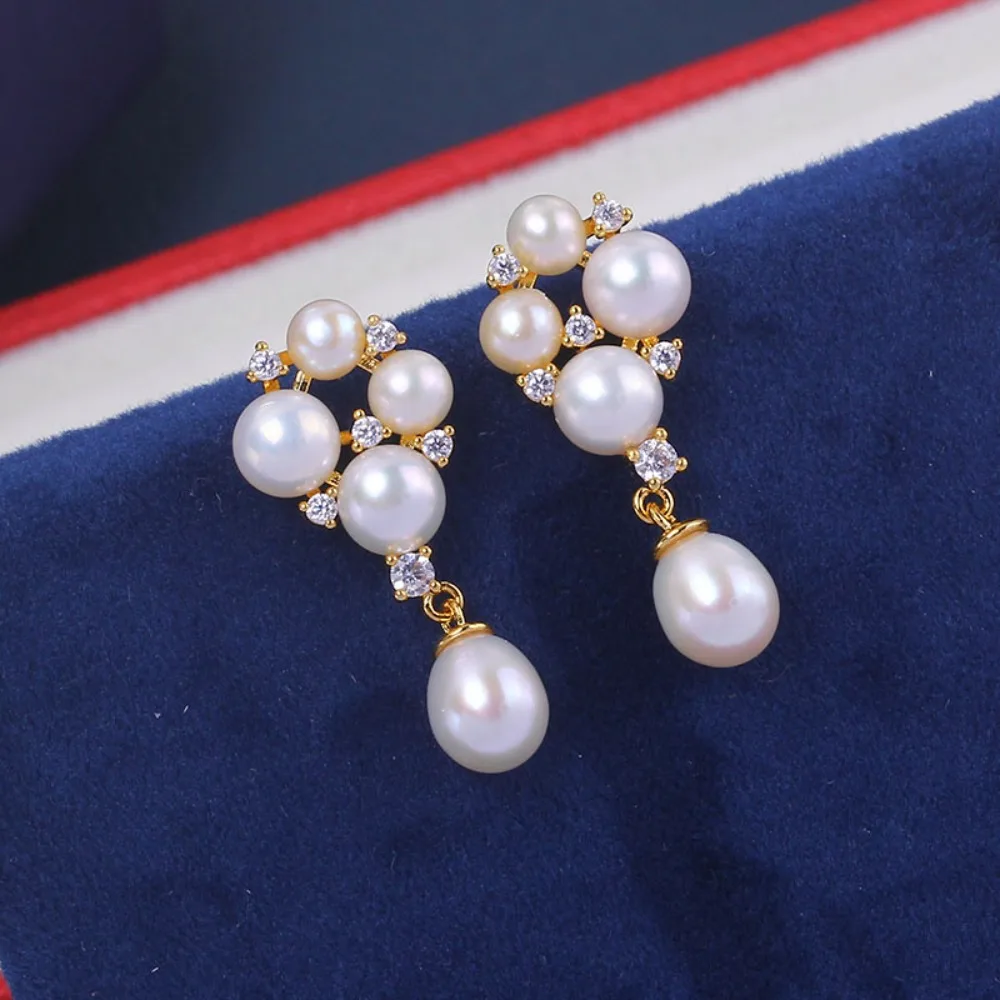 

6PCS S925 Sterling Silver Needle 18K Gold Wrapped Plated Brass Earring Settings Diy Jewelry Pearl Earrings Accessories