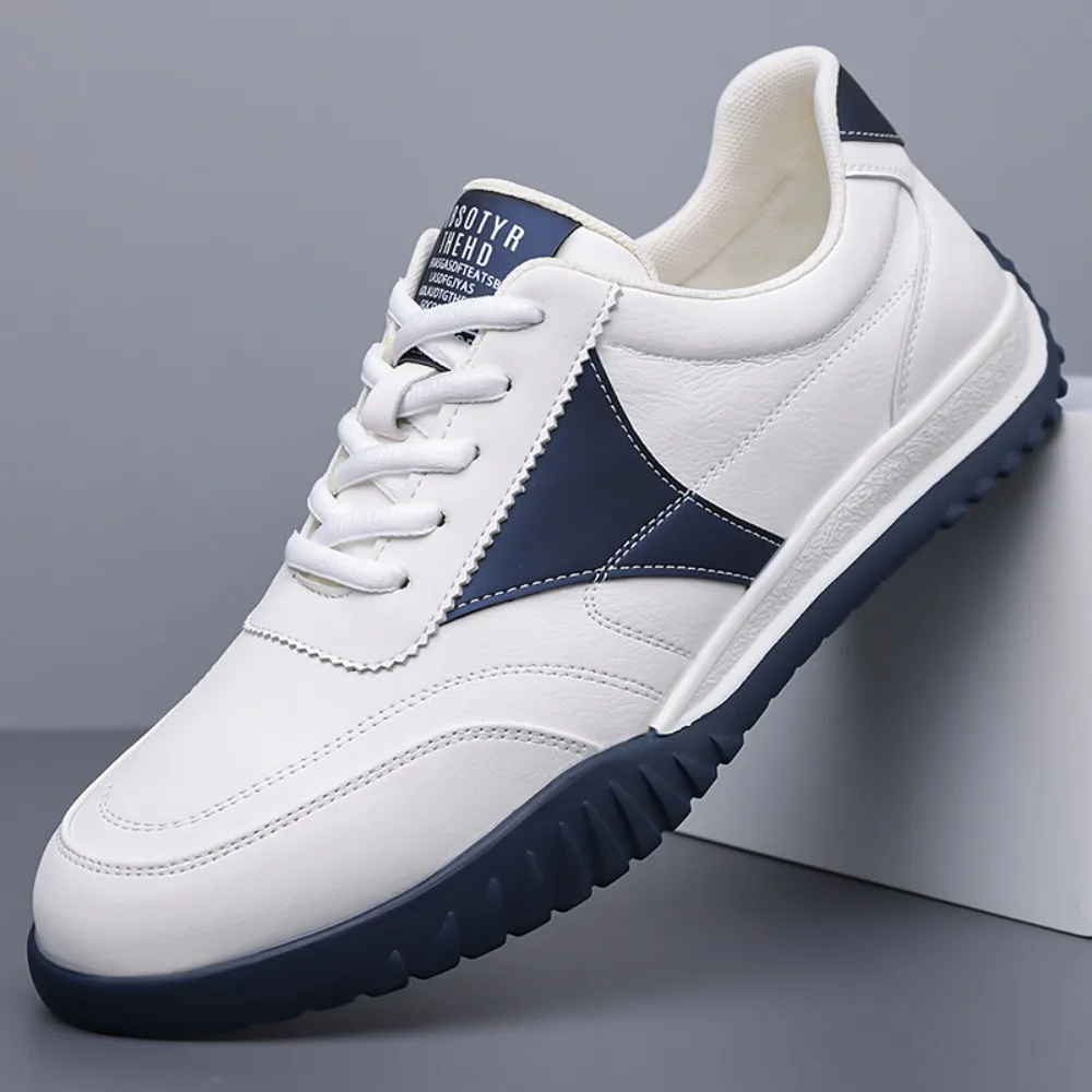 2026 New Designer Fashion Leather Sneakers for Men Spring Autumn Solid Color Casual Shoes Male Soft Sole Sports Board Shoes Man
