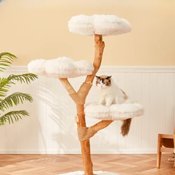 Marco de escalada para gatos en la nube, plataforma de salto de árbol para gatos grande, estante de madera maciza integrado de lujo, nido no se produce Cathouse