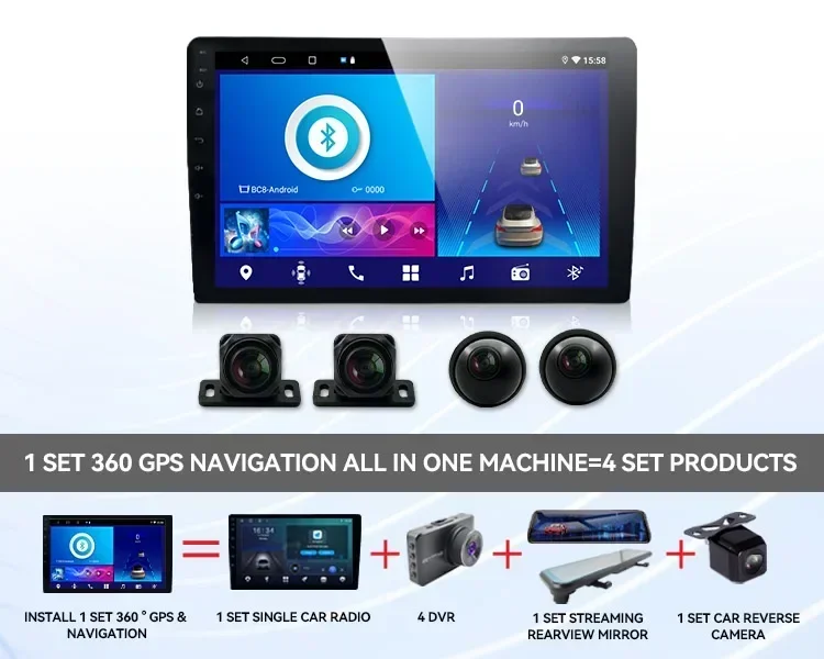 2026/Wemaer Vehicle Parking Camera System 9 10 Inch 2+32G GPS Touch Screen Car Video Stereo Android Car Radio 360 Degree Car Cam