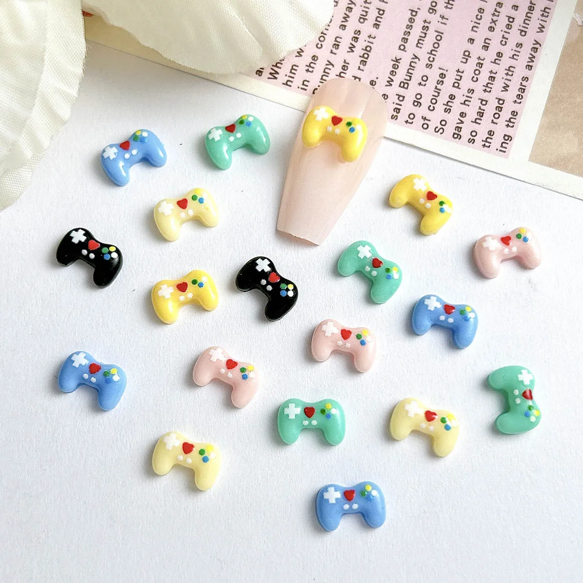 30PCS 3D Minimalist Colored Game Console Resin Nail Art Decorations Creative Simulated Game Controller Nail Charms for DIY Nails