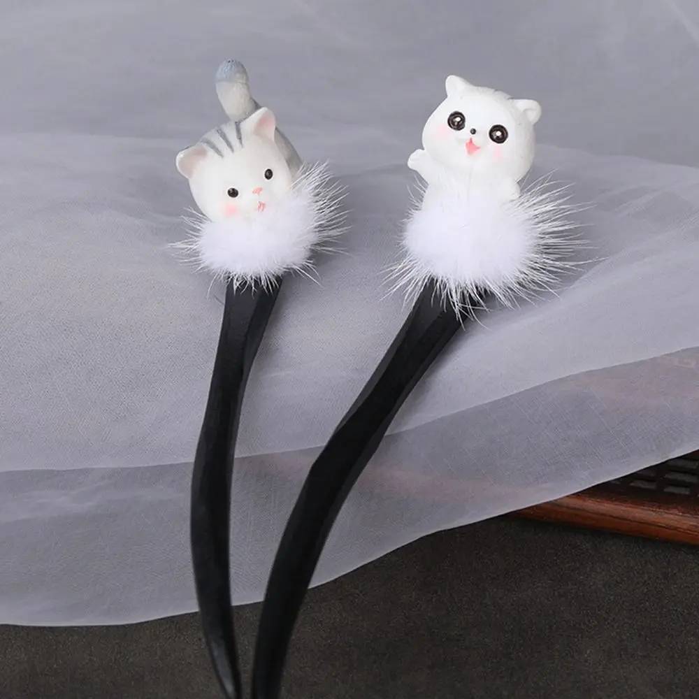 Ferramenta de Design Estilo Chinês Hairpin, Hairball, Madeira Cartoon Hanfu Hair Sticks, Estilo Antigo Headwear, Hairpin De Madeira