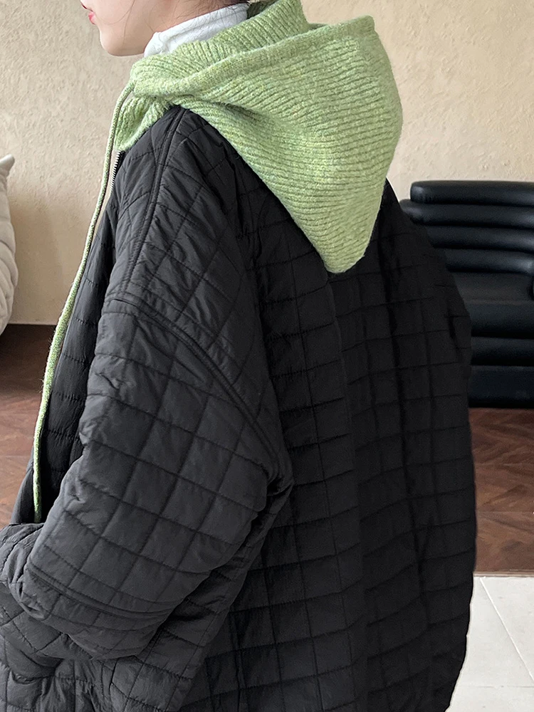 [EAM] Women Keep Warm Knitting Green Blue Hat New Round Dome Temperament Fashion Tide All-match Spring Autumn 2024 1DH7807