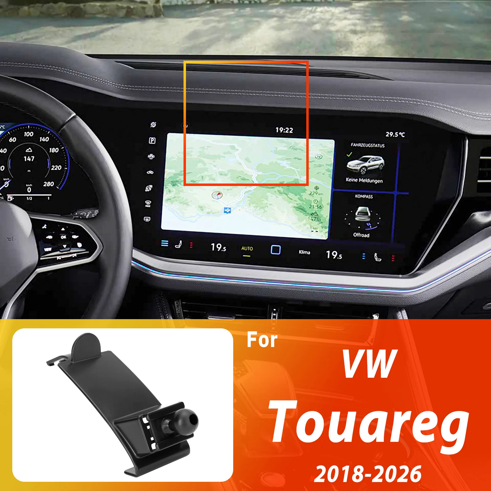 Designed for VW Touareg 2018-2019 2025 2026 Phone Holder Car Magnetic Mount Smart Sensing Wireless Charging One-Touch Release