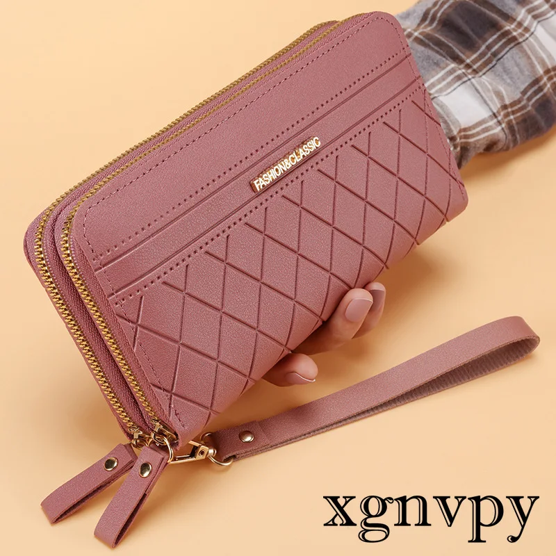 Xgnvpy-cartera larga coreana para mujer, monedero urbano Simple con doble cremallera, Popular, portatarjetas múltiple, accesorio elegante