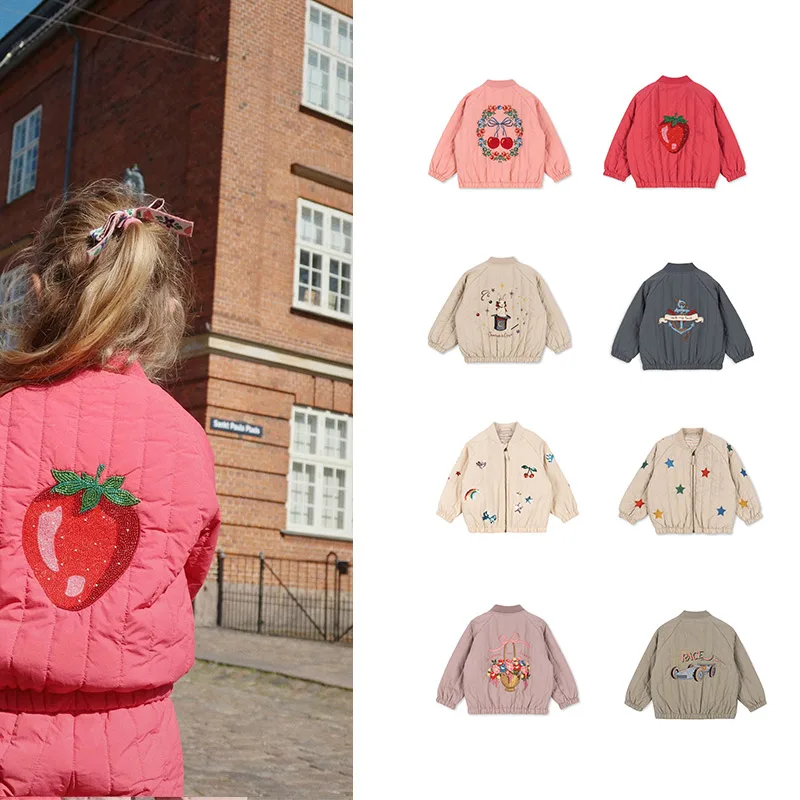 

2025 New Winter Overalls for Children Clothing with Hooded Lambswool Coat Sequins Outerwear Jacket Warm Thick Outfit