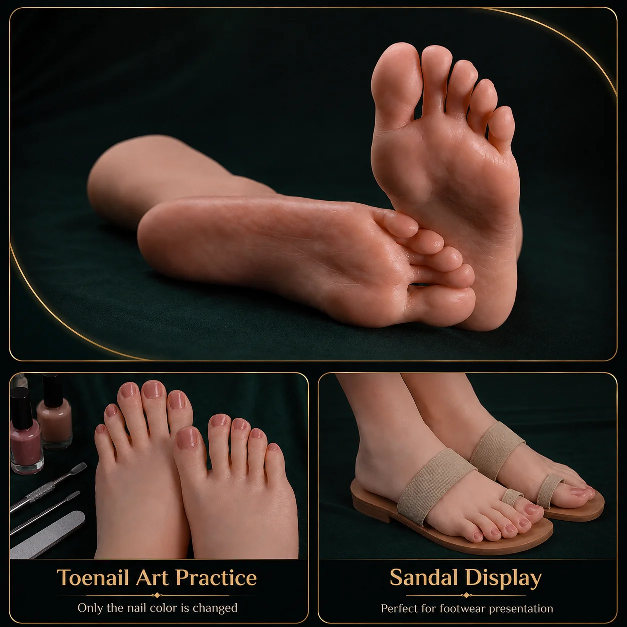

Realistic Female Foot Model 39 Size Silicone Mannequin Feet Fetish Fake Nail Practice Jewelry Shoes Display Photography Prop