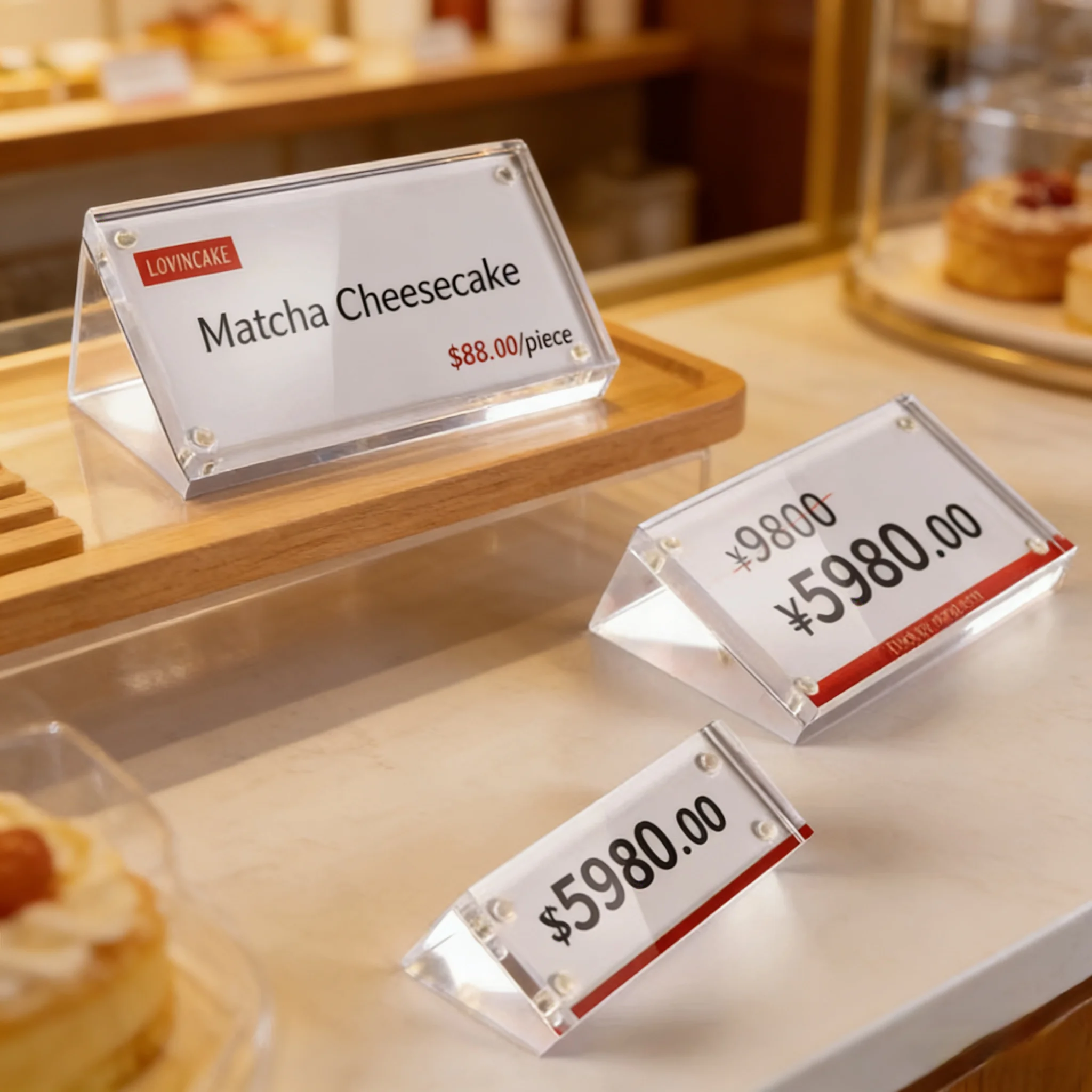 

Набор из 5 магнитных акриловых держателей для табличек 50x20 мм / 70x40 мм: подставки для меню, ценников и именных табличек на стол