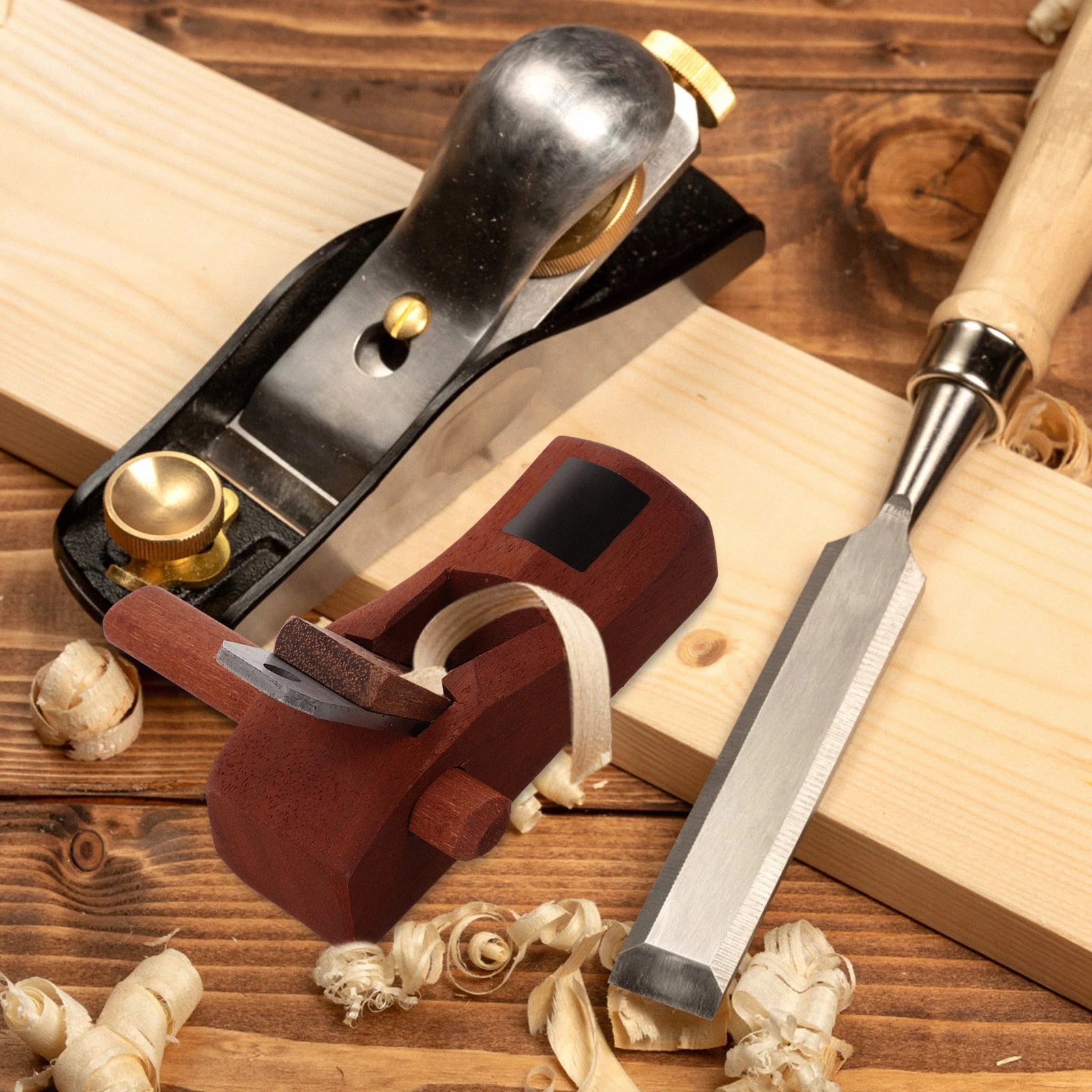 

Wood Hand Planer Wide Adjustable Thickness Hand Pushed Woodworking Plane Stable Design for DIY Carpentry Flat Wood Scraper