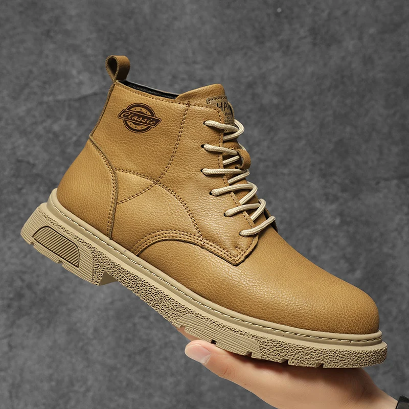 

Классические кожаные мужские ботинки до щиколотки, модные высокие мужские туфли, удобные повседневные мужские ботинки, мотоциклетные ботинки, новые уличные ботинки для походов