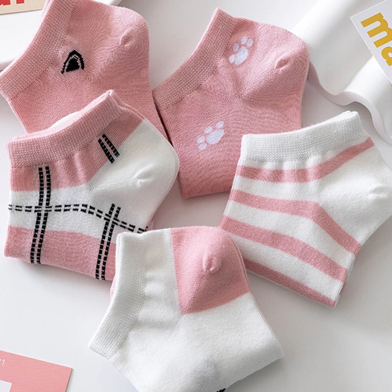 Chaussettes invisibles à bouche peu profonde pour femmes, printemps et été, 5 paires