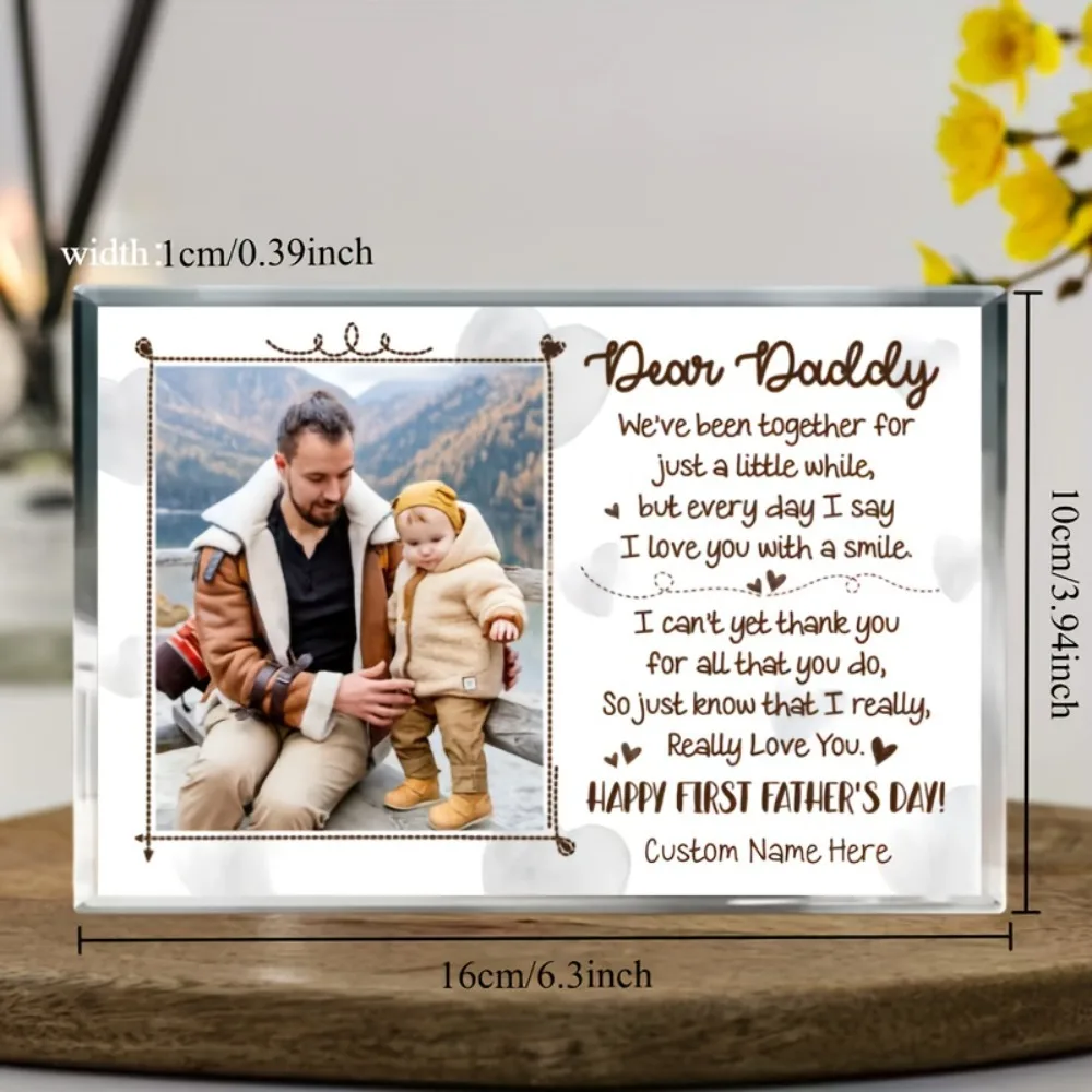 

1PC Custom First Father's Day Memory Plaque - Personalized PMMA Acrylic Decor, Waterproof Dustproof Gift for Dad's Birthday