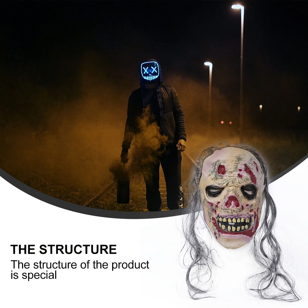 

1Pcs Horror Halloween Mask Creative Zombie Style Breathable Lightweight Comfortable Cosplay Mask for Halloween Party Carnival
