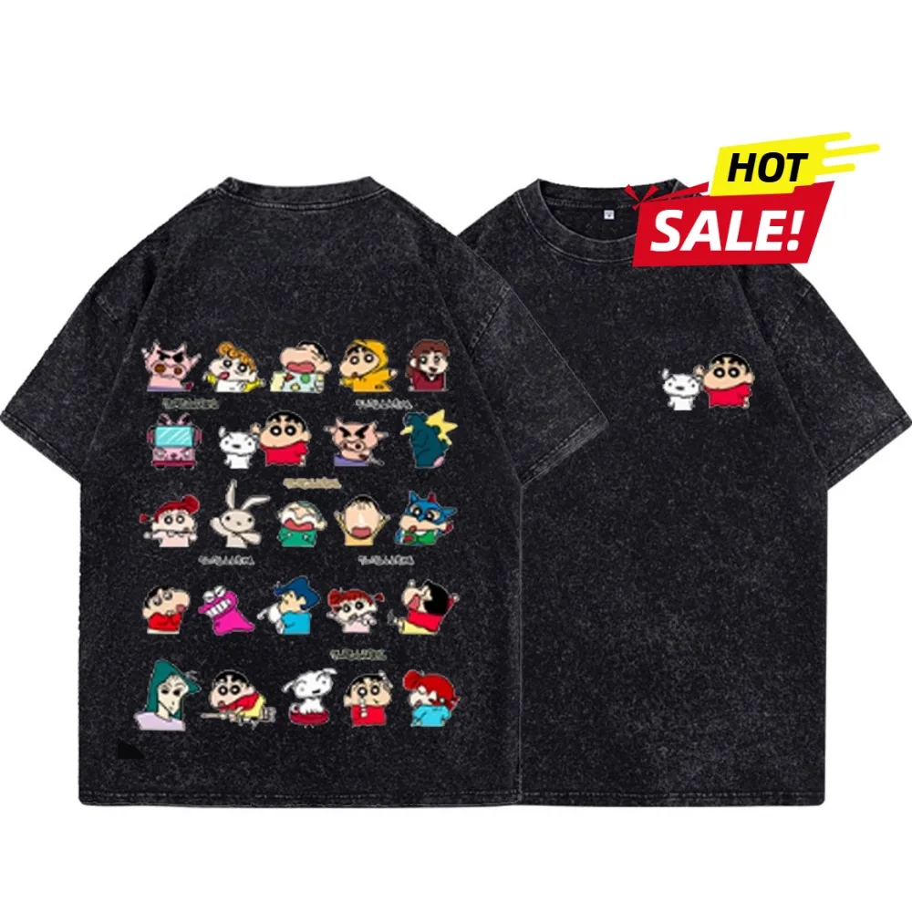 Anime Crayon Shin-chan Mitglieder Grafik T Shirts Mann Sommer Kleidung Kurzarm T frauen Übergroße Casual Gewaschen Gym tops