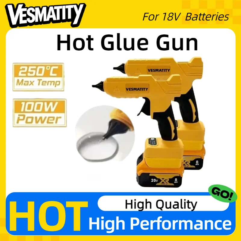 Cordless Handheld Electric Hot Glue Gun Anti‑Scald Nozzle Hot Melt Welding DIY Repair Tool Compatible with 18V Battery