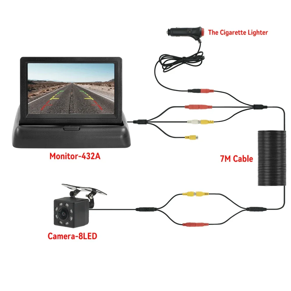 Parkplatz Auto Rückansicht Kamera Breite Grad 4,3/5 Zoll TFT LCD Farbe Display Monitor Wasserdichte Nachtsicht Rückfahr Backup – Detail 8