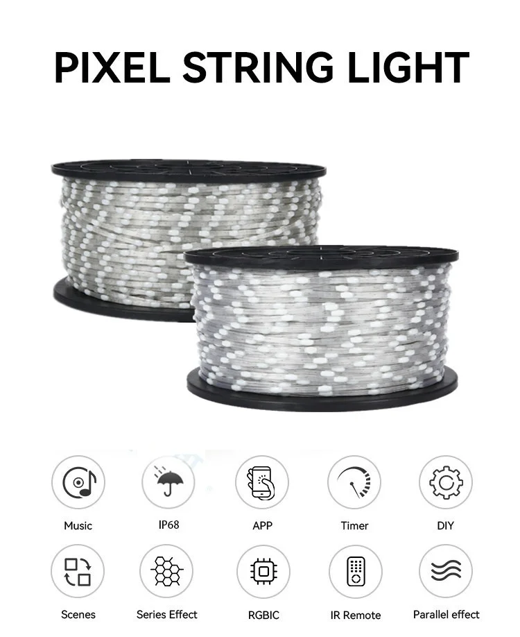 12V 4pin WS2815 Seed Pixel Outdoor LED String Lights Backup Data Wire Individually Addressable RGB Indoor Festivals Accessories