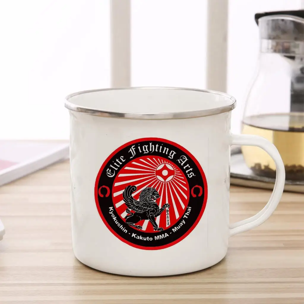 Kyokushin Karate  Enamelled cup Coffee Mug 11oz Fun Ceramic Coffee Tea Cocoa Cup Handle Tea Drink Cup