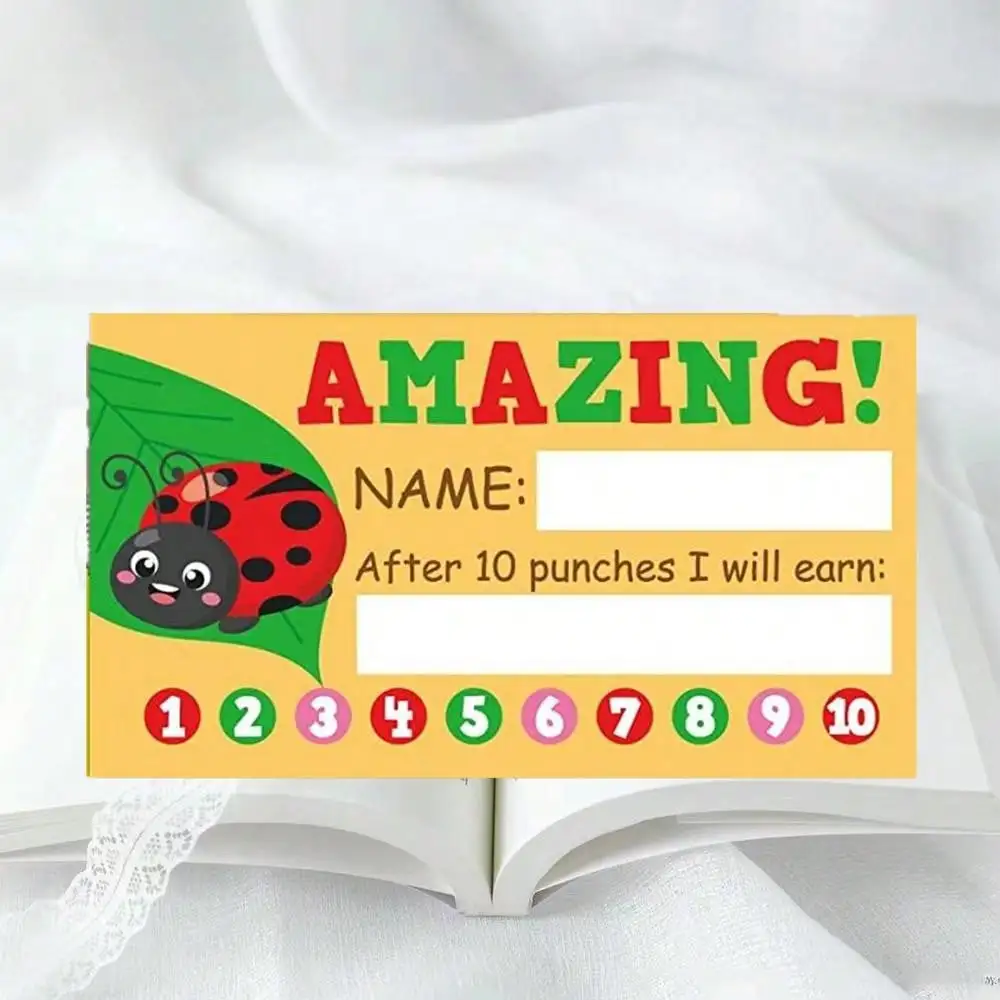 50pcs Cartoon Reward Cards Student Punch Cards  for Business Classrooms  Student Teacher Rewards Cards