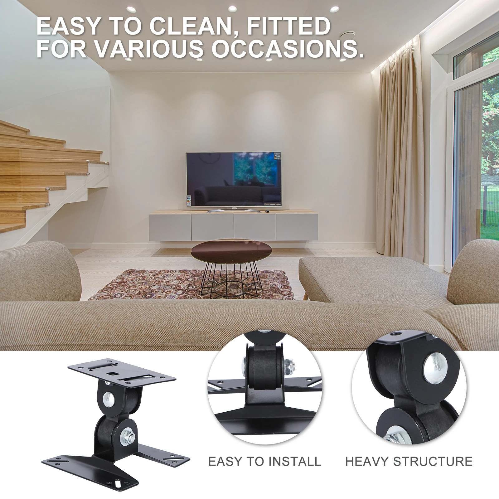 

Lcd Rotating Wall Mount Bracket Adjustable 27 Inch 75/100Mm Black Durable Steel Easy Install Stretchable Display Hanger